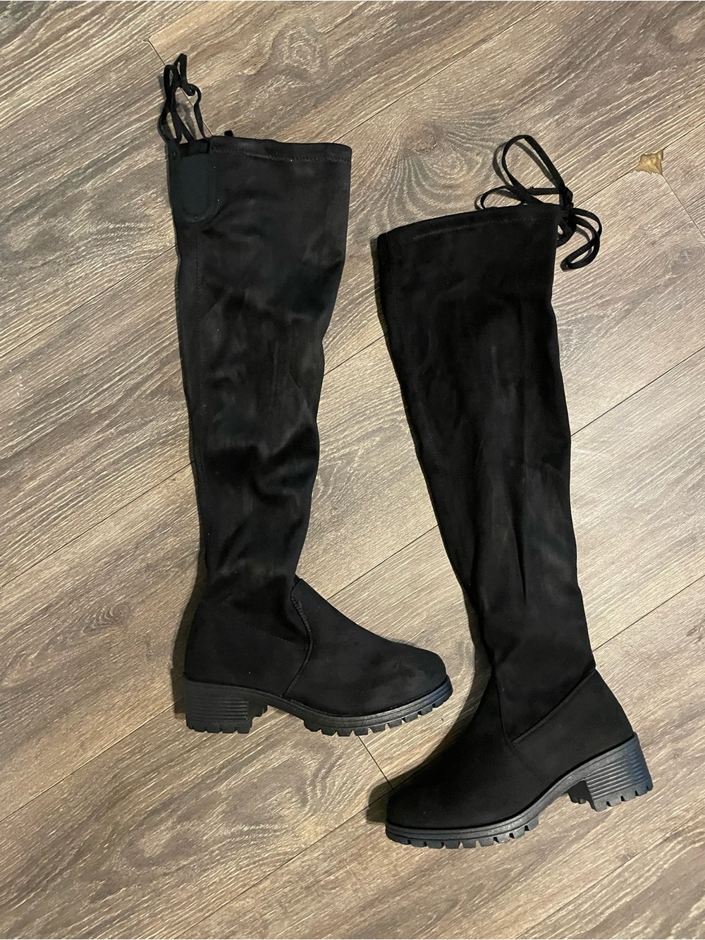 Top Moda 6.5 Black Over-the-Knee Chunky Heel Boots - Women
